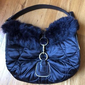 Coach brown with fur handbag